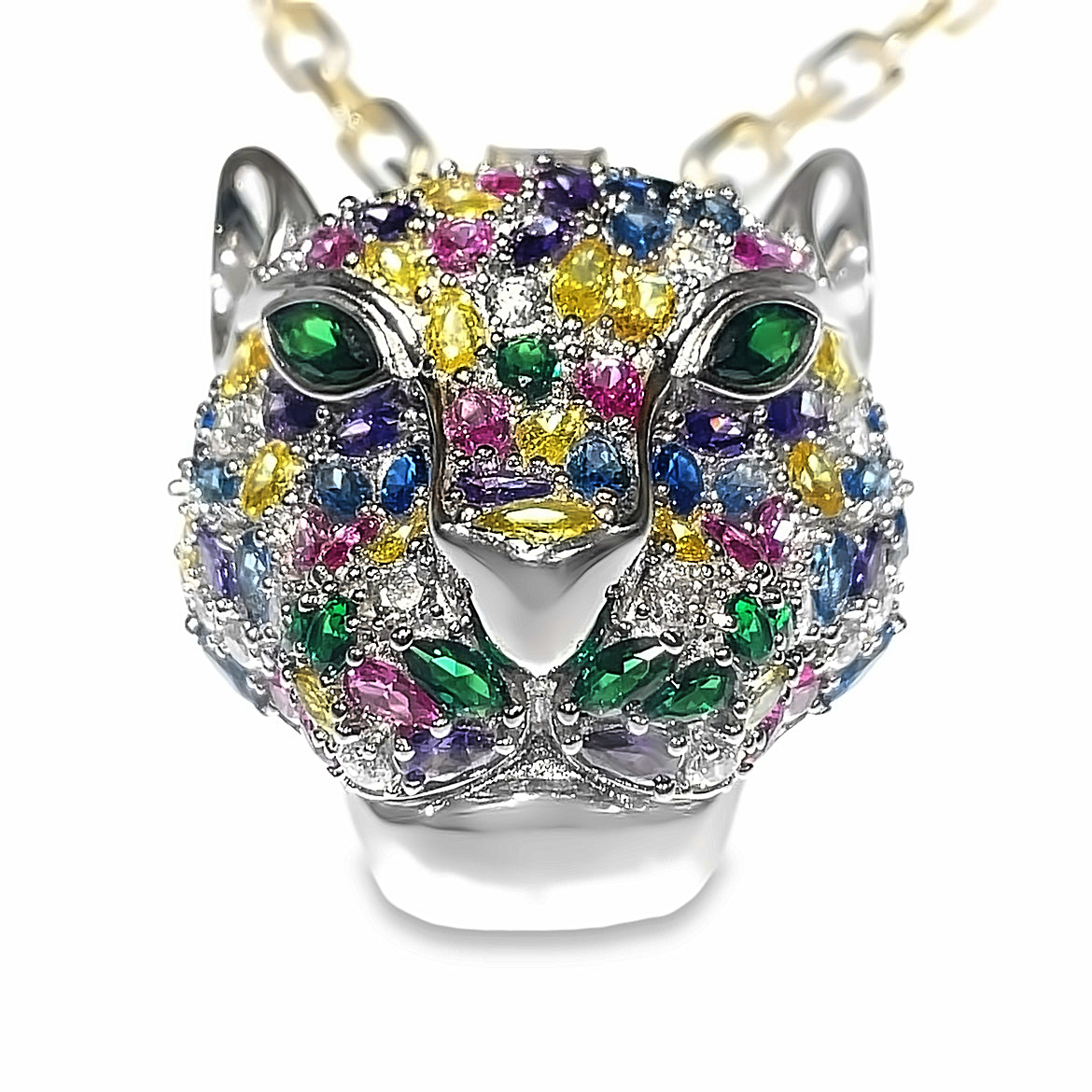 Carnival Panther Sterling Silver Pendant with CZs