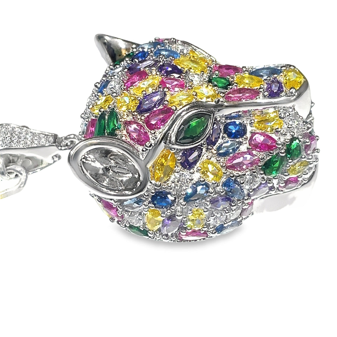 Carnival Panther Sterling Silver Pendant with CZs