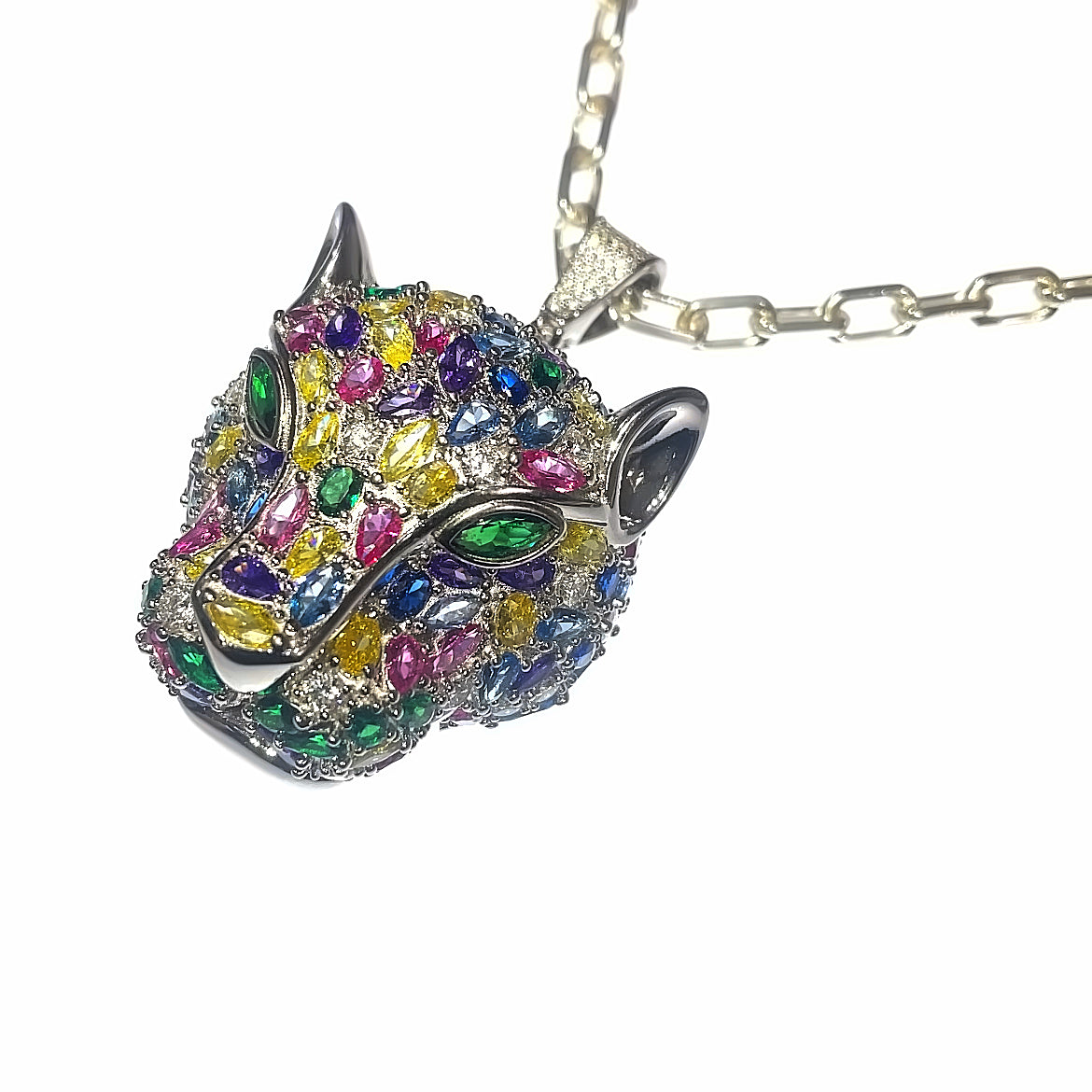 Carnival Panther Sterling Silver Pendant with CZs