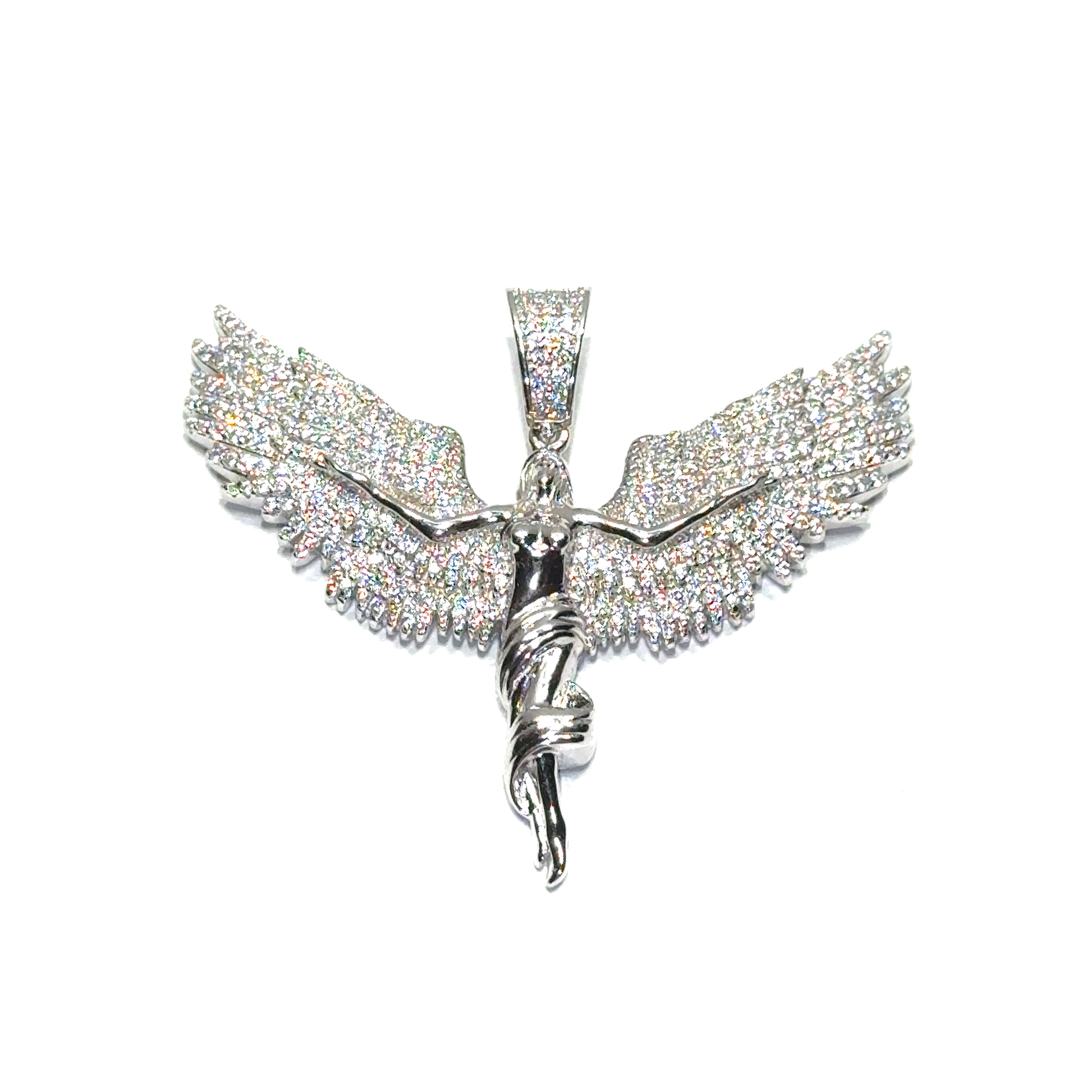 Angel Pendant in Sterling Silver or 18k Gold Over Silver with CZs