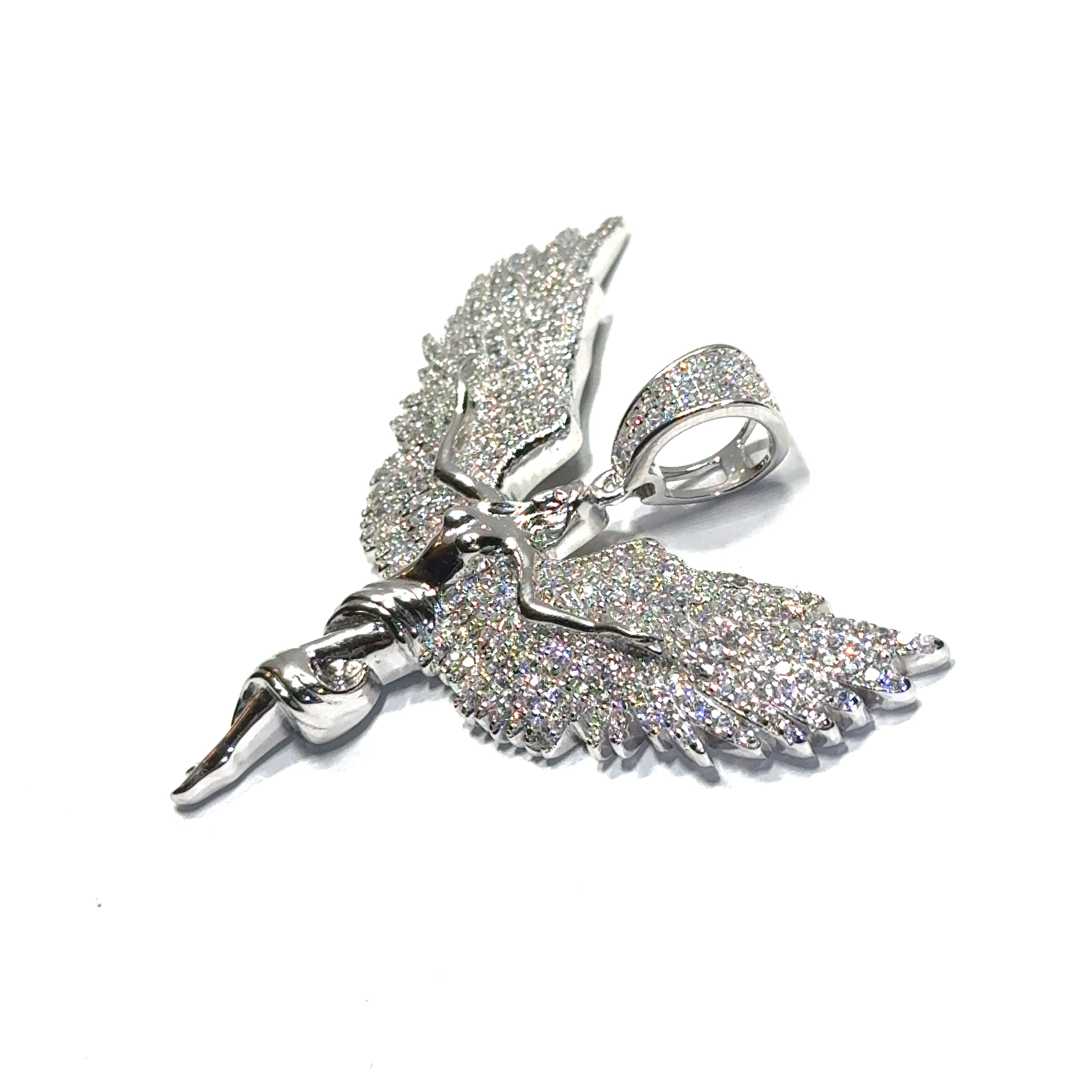 Angel Pendant in Sterling Silver or 18k Gold Over Silver with CZs