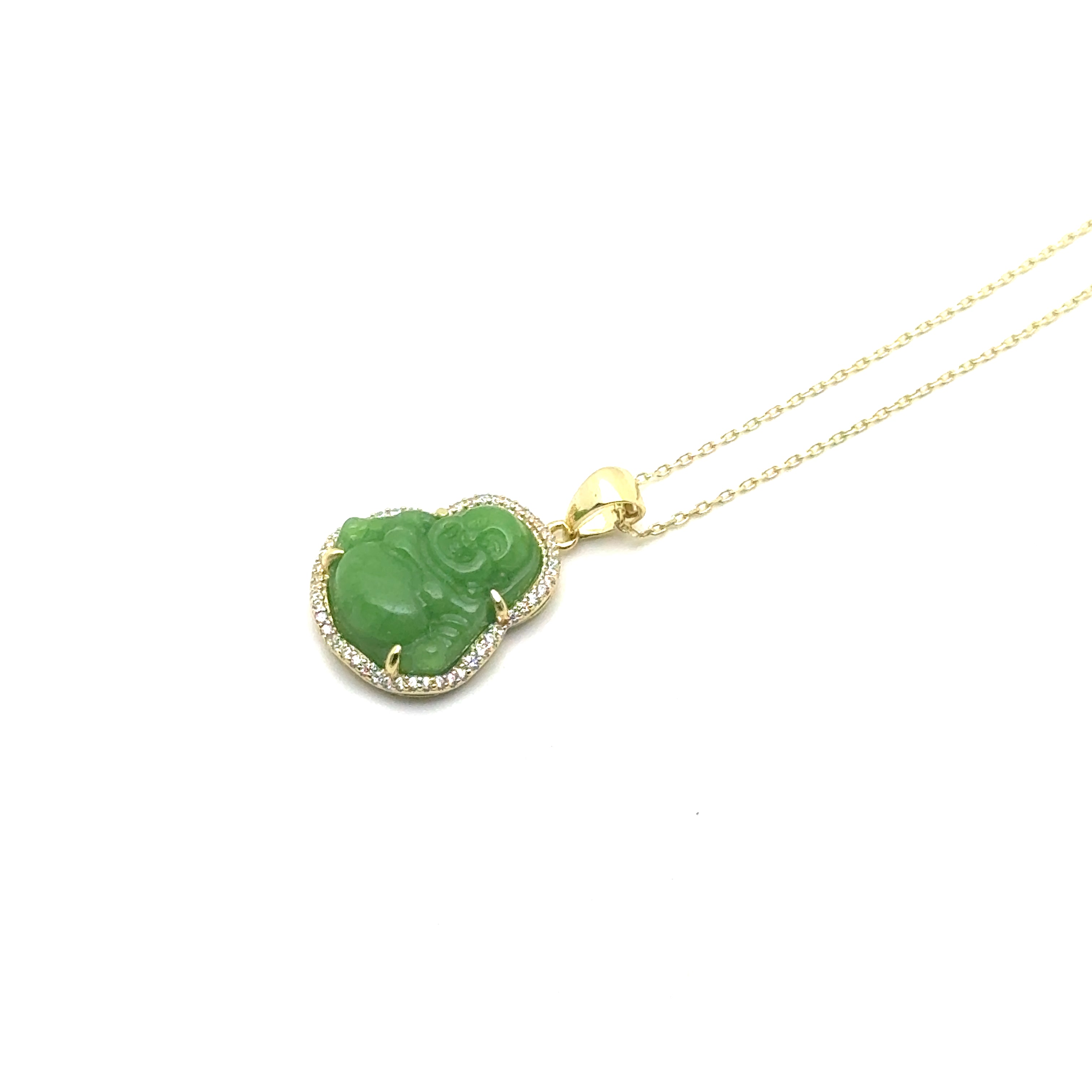 Budai Jade necklace in Sterling Silver or 18k Gold Over Silver