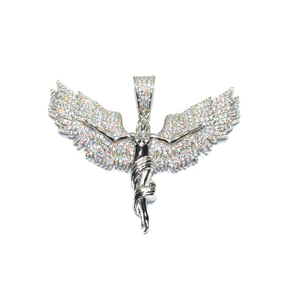 Arms Wide Open Angel Pendant in Sterling Silver or 18k Gold Over Silver with CZs