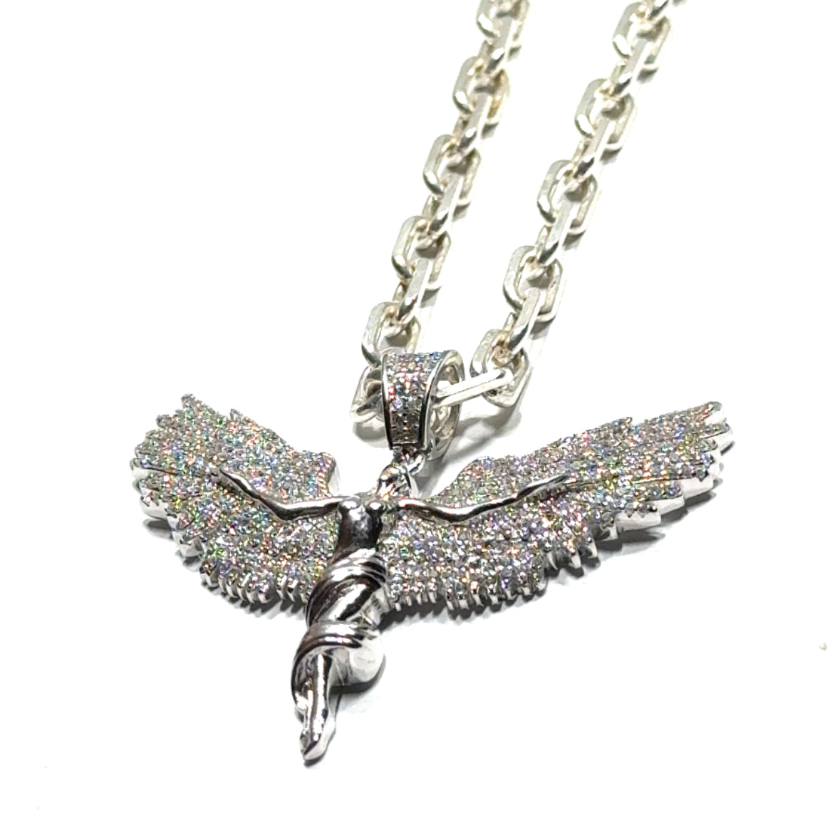 Arms Wide Open Angel Pendant in Sterling Silver or 18k Gold Over Silver with CZs