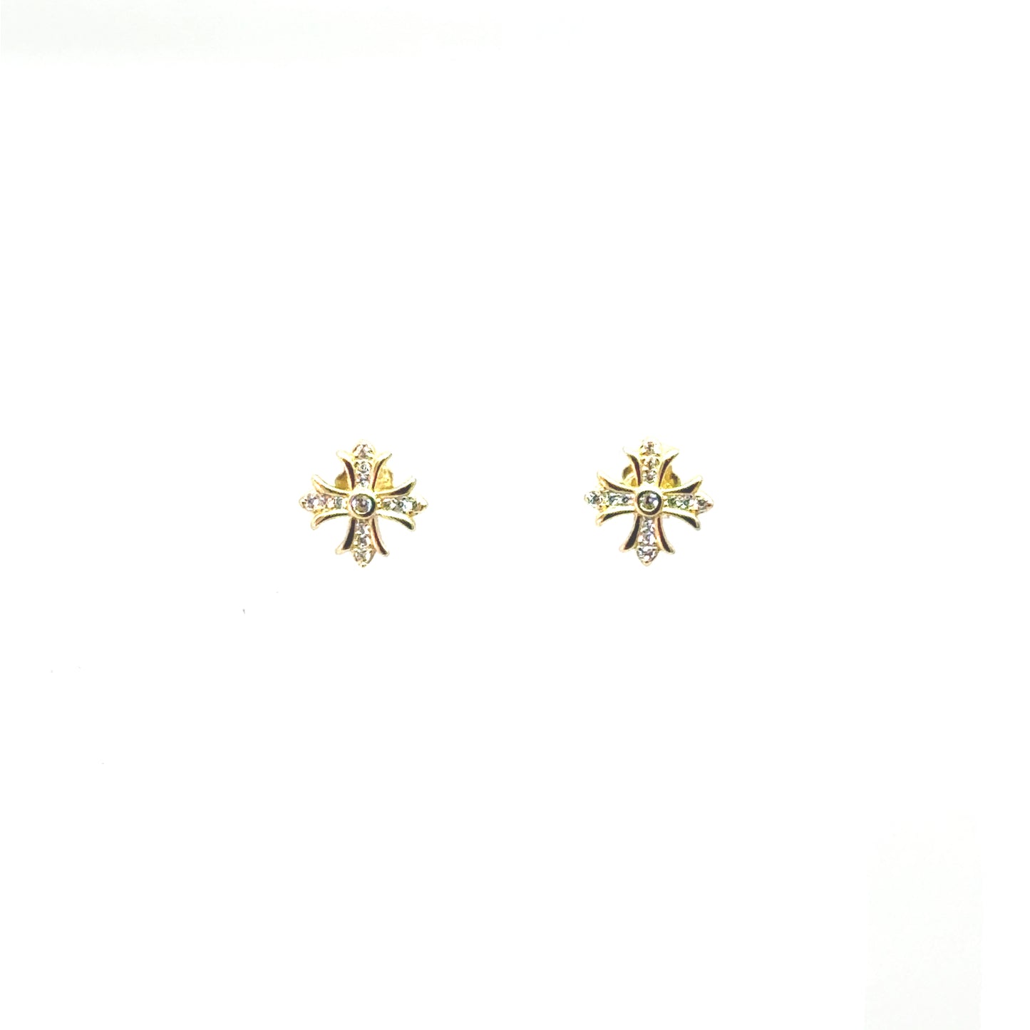 Medieval Cross Earrings in Sterling Silver or 18k Gold Over Silver with CZs
