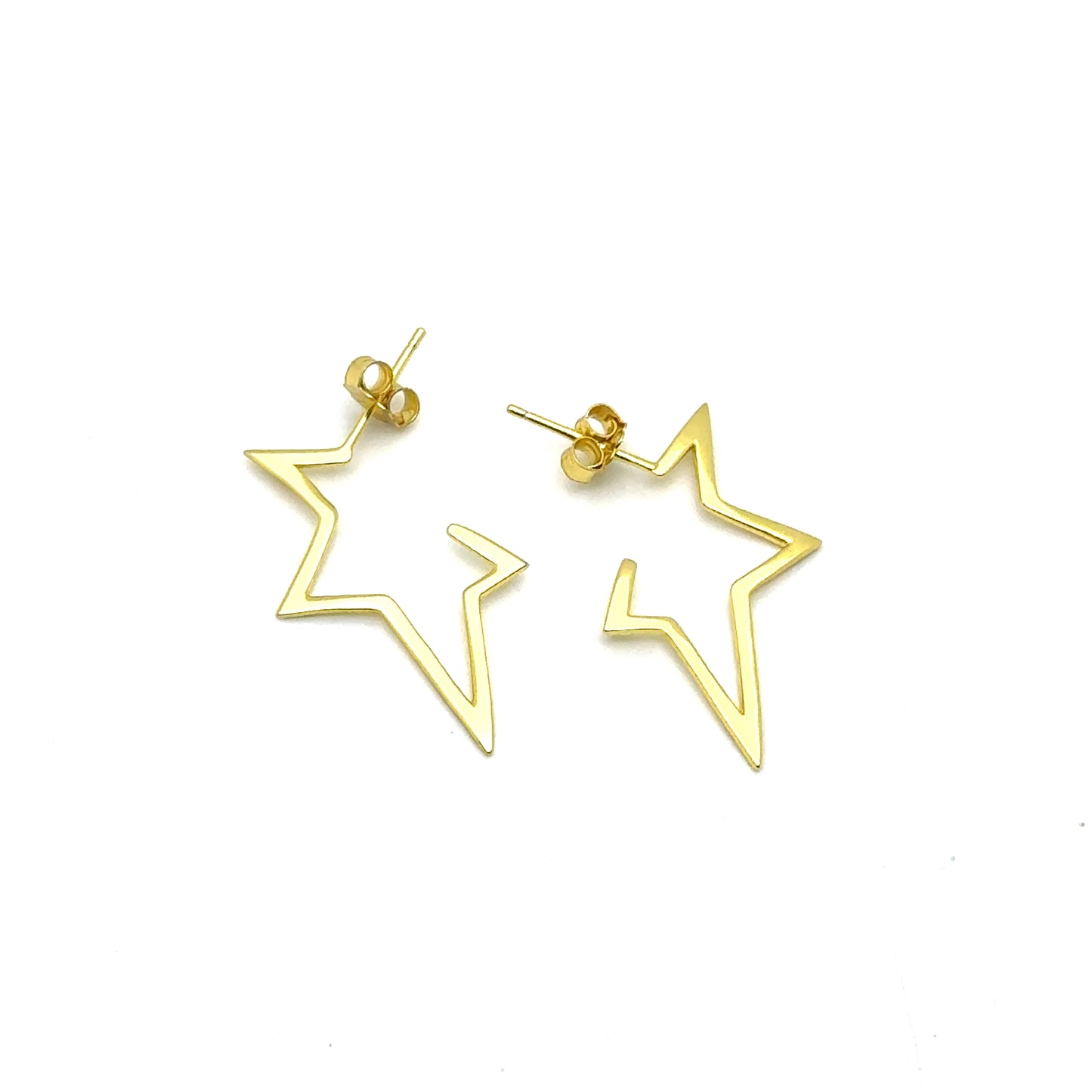 Star Profile Post Earrings in Sterling Silver or 18k Gold Over Silver