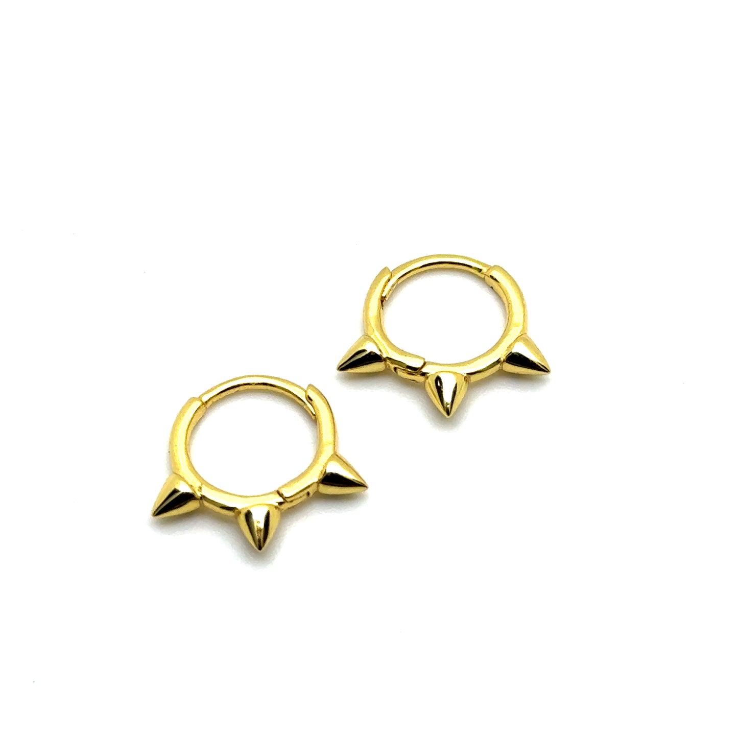 Small Spiked Huggies in Sterling Silver or 18k Gold Over Silver