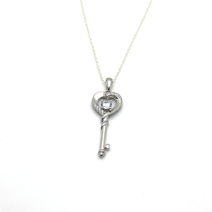 Heart Key Pendant in Sterling Silver or 18k Gold Over Silver