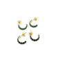 Bamboo Half-Round Earrings in Sterling Silver with Black Enamel or Green Enamel