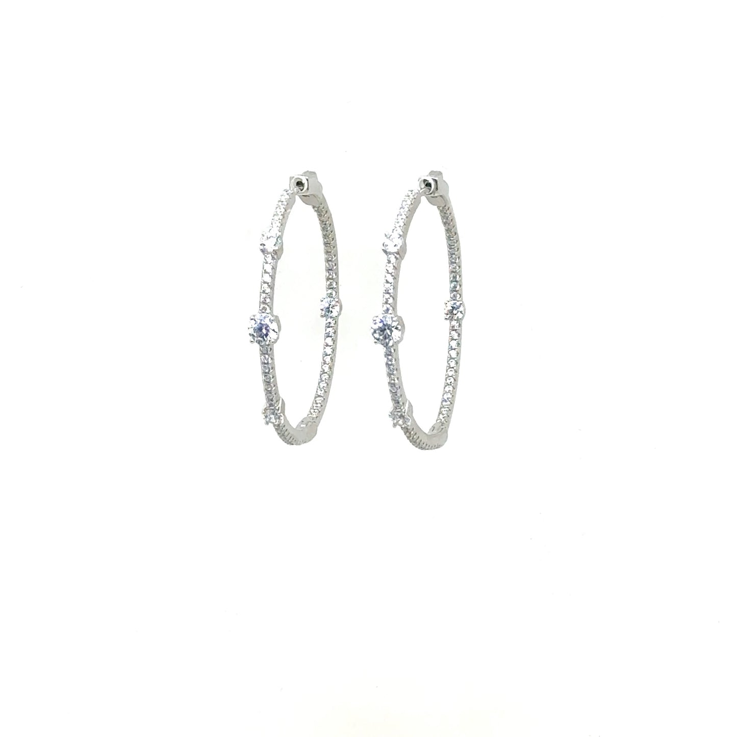 Large Tennis Earrings in Sterling Silver or 18k Gold Over Silver with CZs