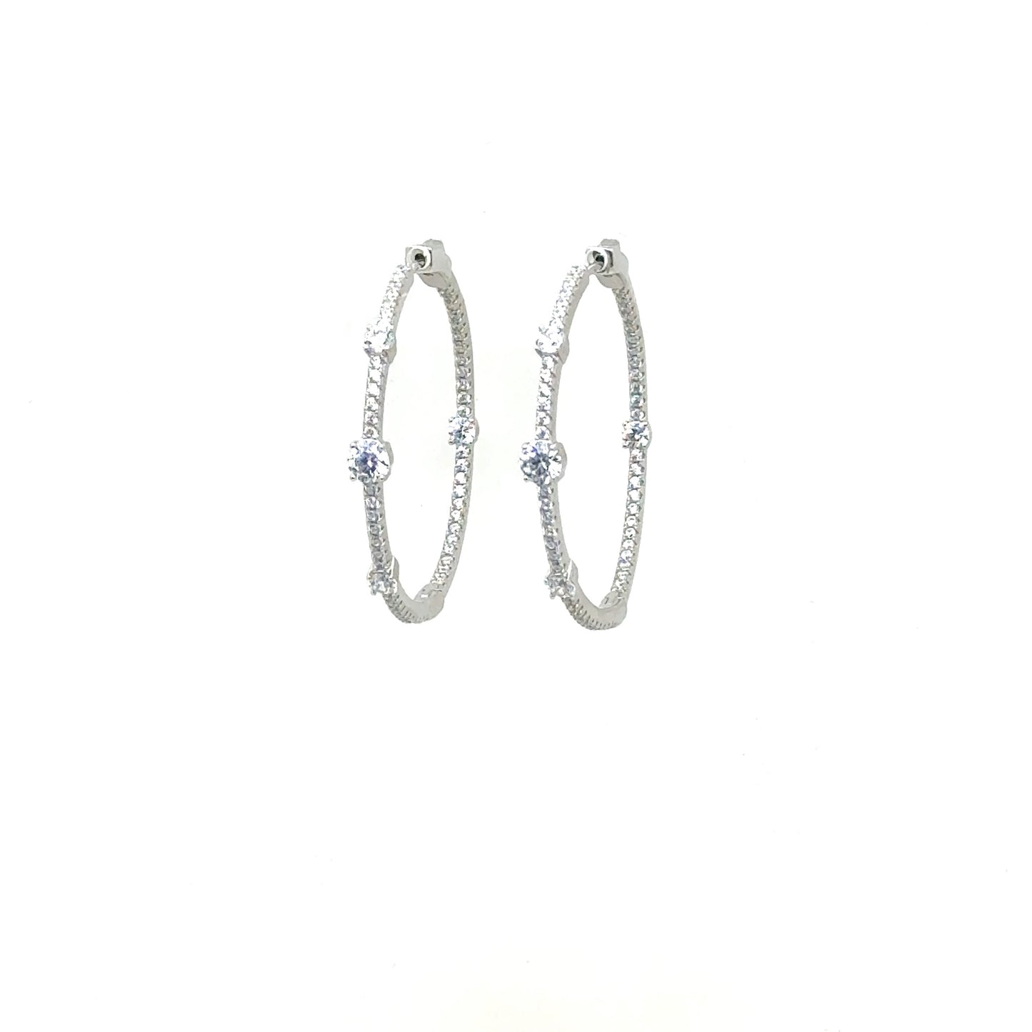 Large Tennis Earrings in Sterling Silver or 18k Gold Over Silver with CZs