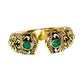 Empress Cuff in 22k Gold Over Silver with Black Enamel and Colombian Emeralds